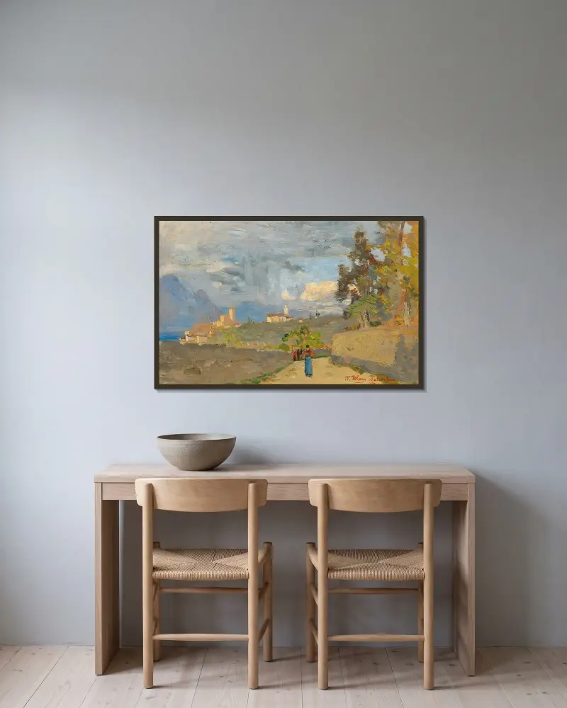 Malcesine von Tina Blau gerahmt an einer Wand