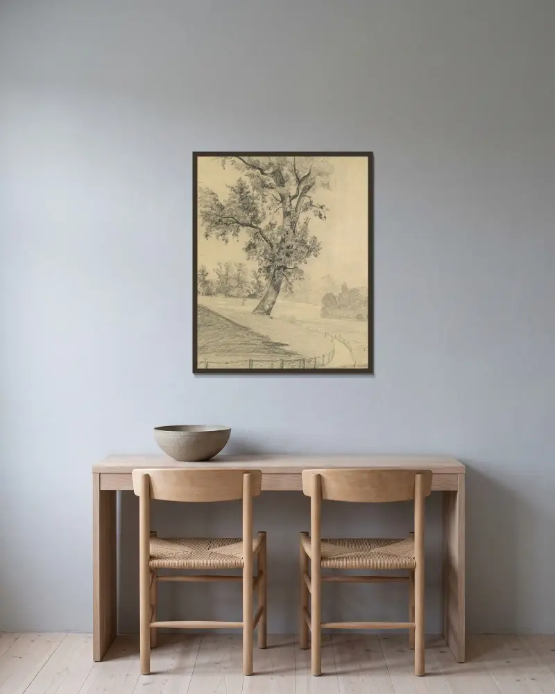 Parklandschaft von Tina Blau gerahmt an einer Wand