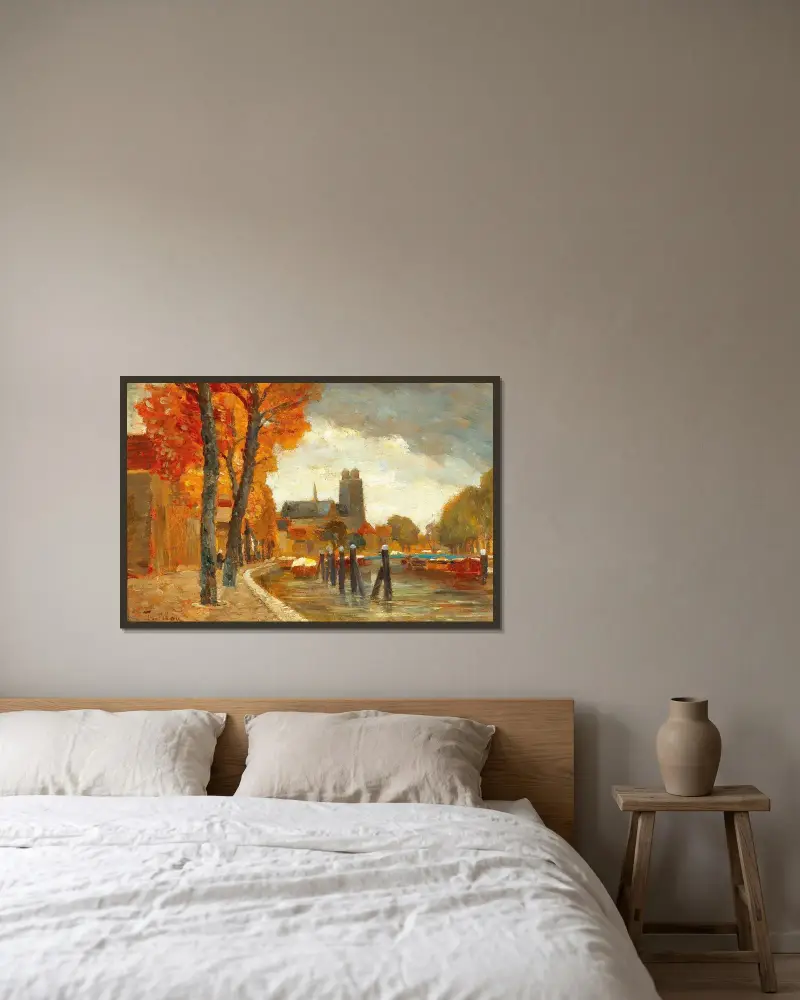 Szene in Dordrecht von Tina Blau gerahmt an einer Wand