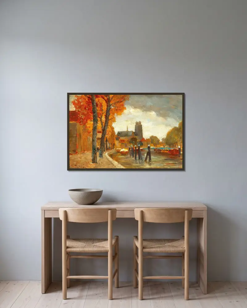 Szene in Dordrecht von Tina Blau gerahmt an einer Wand