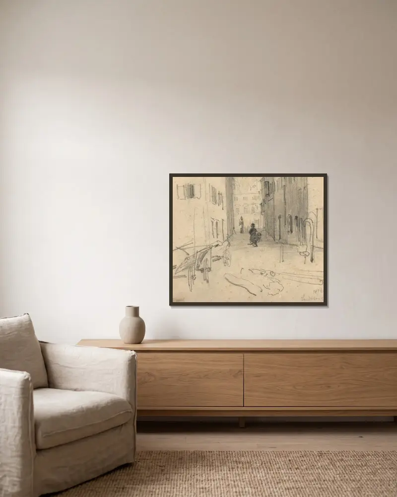 Straße in Landsberg von Tina Blau gerahmt an einer Wand