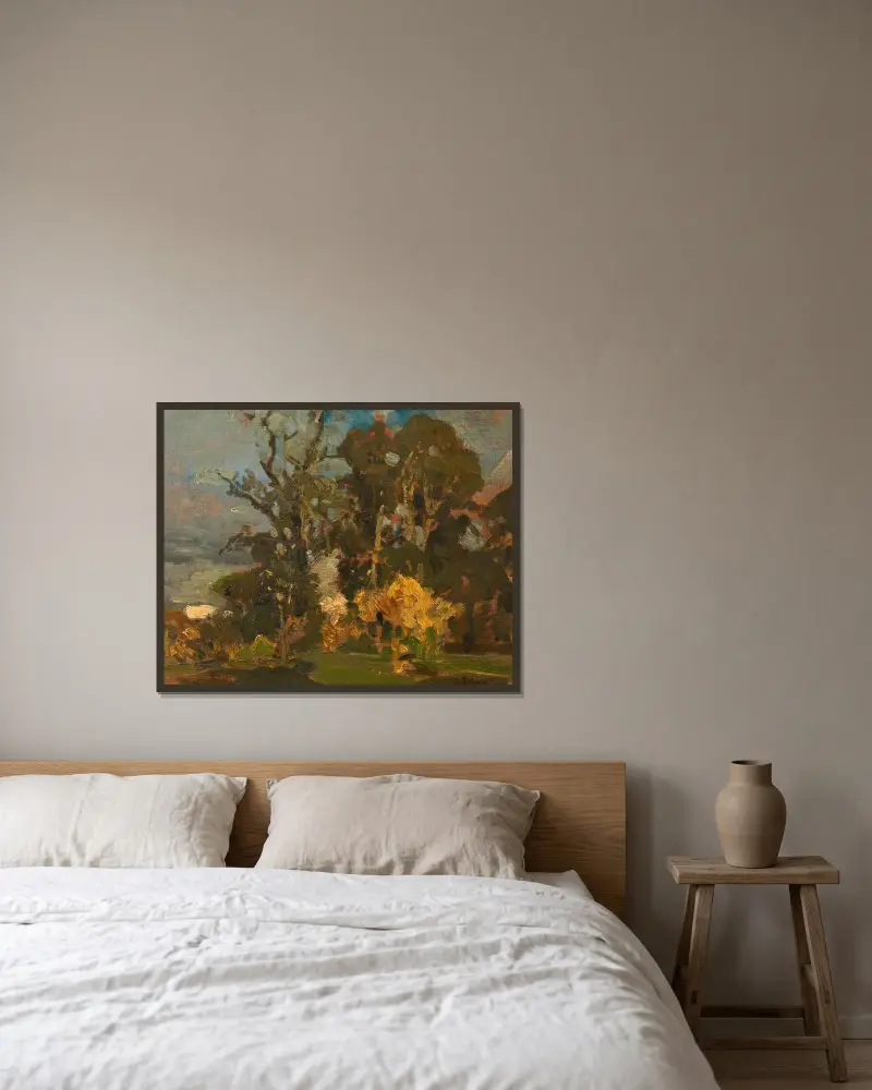 Waldwiese im Herbst von Tina Blau gerahmt an einer Wand