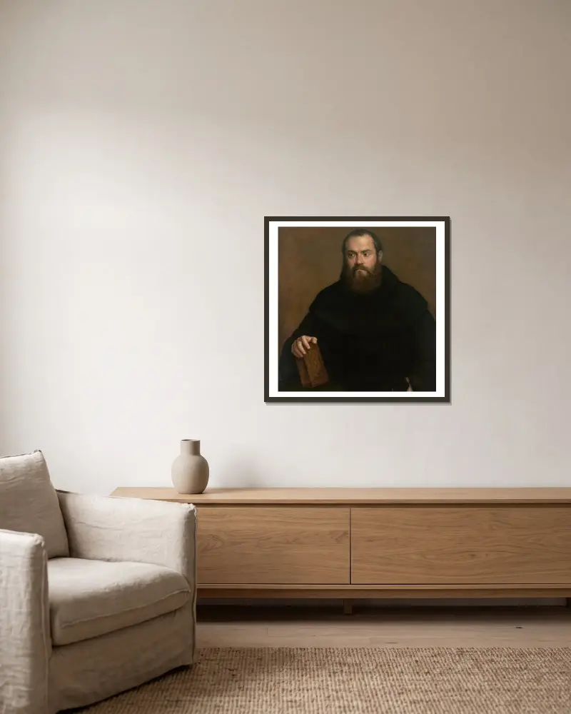 Mnich s knihou, Titian v rámu na stěně