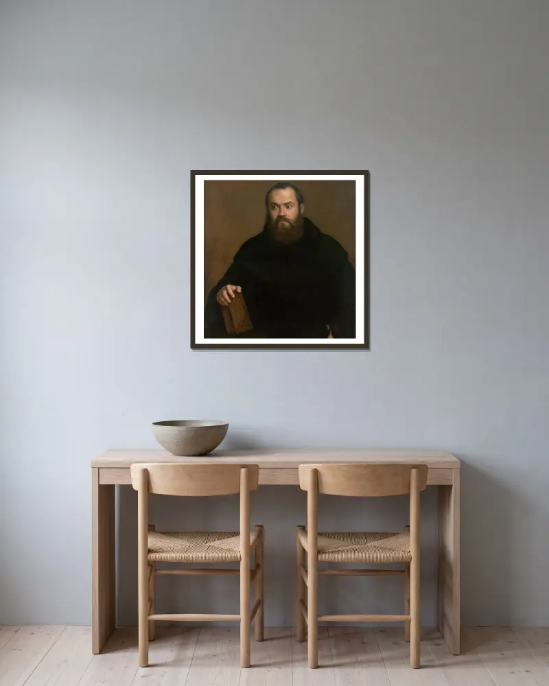 Mnich s knihou, Titian v rámu na stěně