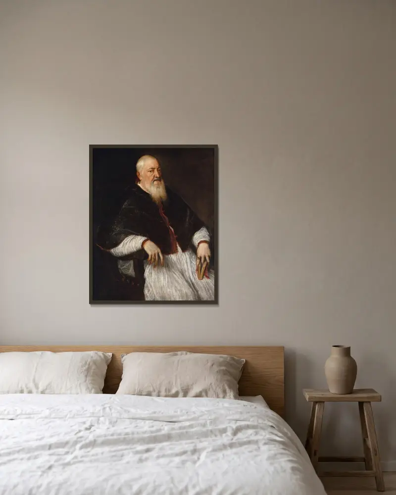 Filippo Archinto (born about 1500, died 1558), Archbishop of Milan av Titian inramad på en vägg