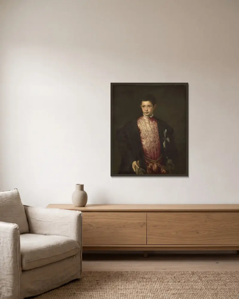 Ranuccio Farnese av Titian inramad på en vägg
