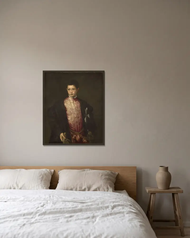 Ranuccio Farnese av Titian inramad på en vägg