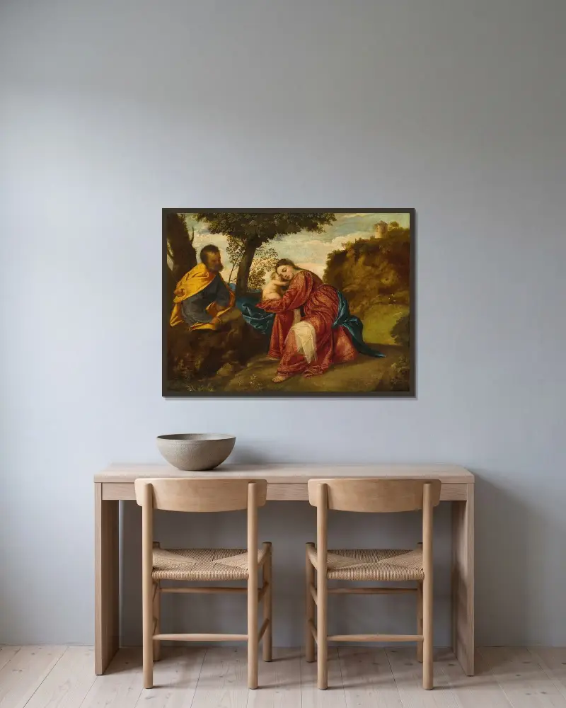 Odpočinek na útěku do Egypta, Titian v rámu na stěně