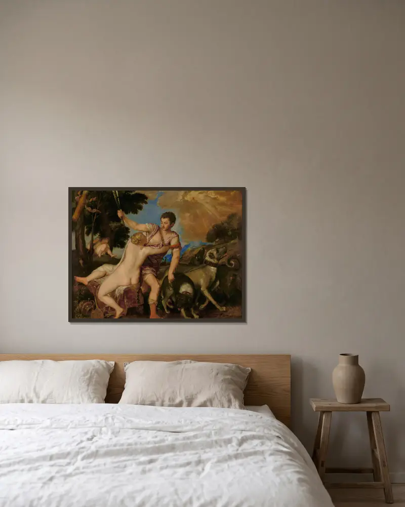 Venuše a Adónis, Titian v rámu na stěně