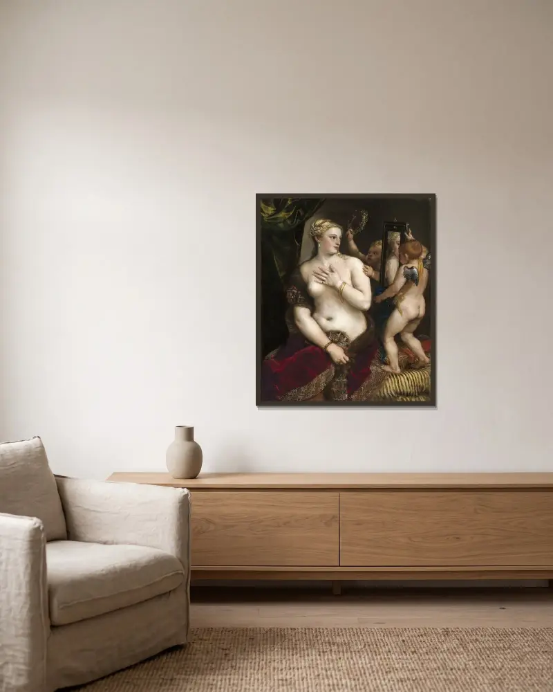 Venuše se zrcadlem, Titian v rámu na stěně