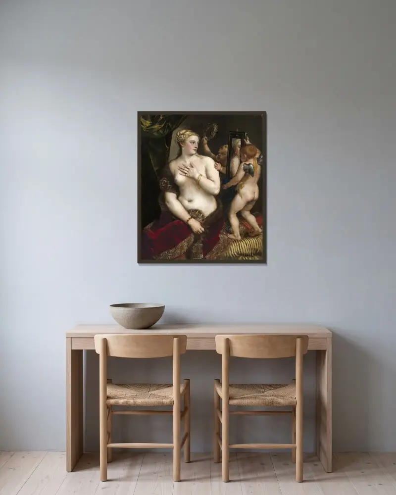 Venuše se zrcadlem, Titian v rámu na stěně