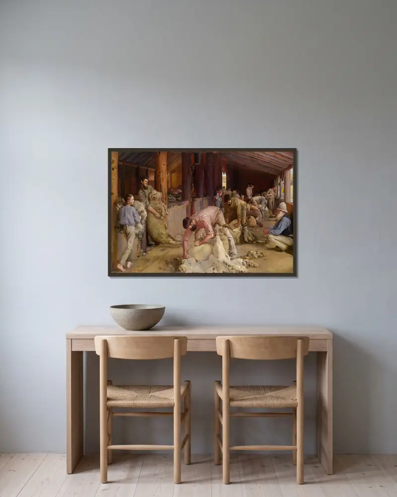 Stříhání beranů, Tom Roberts v rámu na stěně