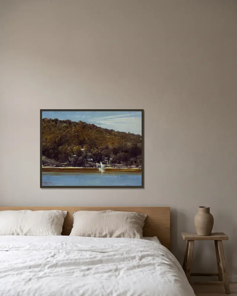 Das Lager, Sirius Cove von Tom Roberts gerahmt an einer Wand