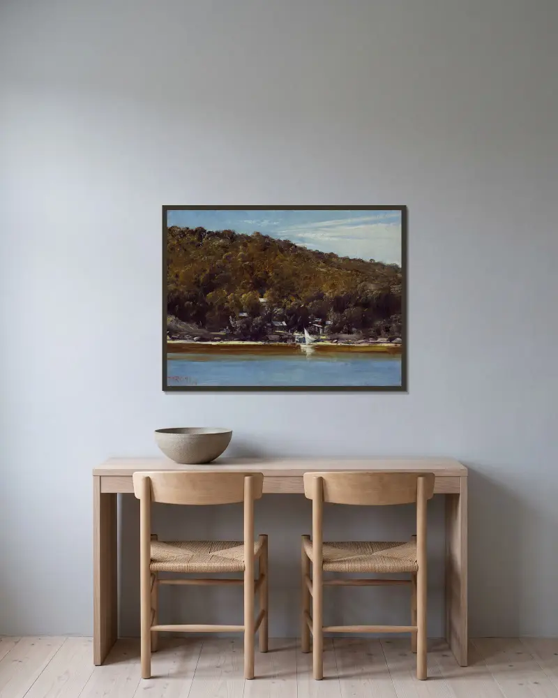Das Lager, Sirius Cove von Tom Roberts gerahmt an einer Wand