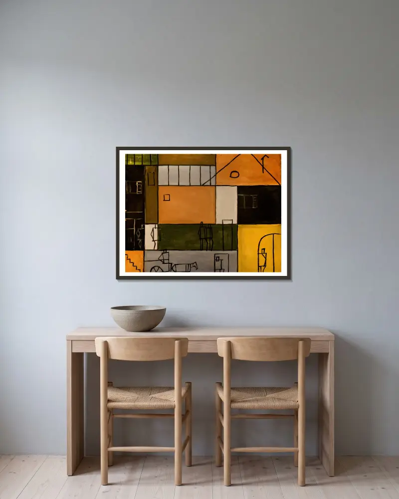 Konstruktive Malerei, 1929 – Nr. 1 von Joaquín Torres-García gerahmt an einer Wand