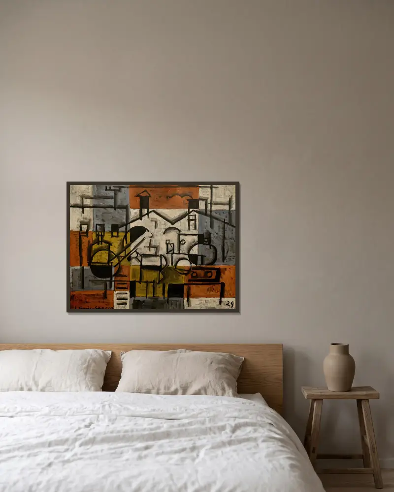 Konstruktive Malerei, 1929 – Nr. 3 von Joaquín Torres-García gerahmt an einer Wand
