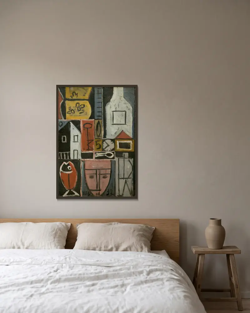 Pintura, 1932 von Joaquín Torres-García gerahmt an einer Wand
