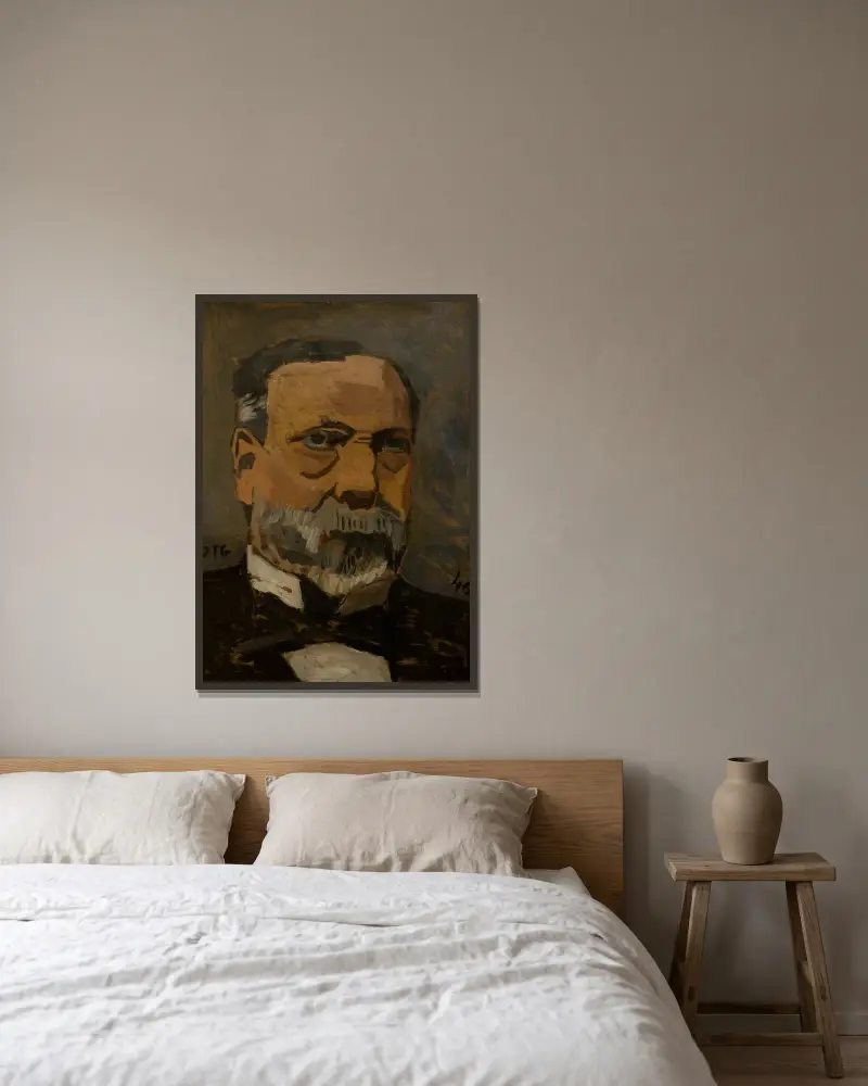 Retrato de hombre (Pasteur) av Joaquín Torres-García inramad på en vägg