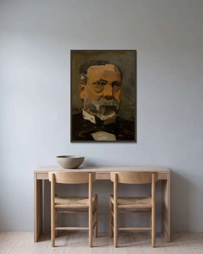 Retrato de hombre (Pasteur) av Joaquín Torres-García inramad på en vägg