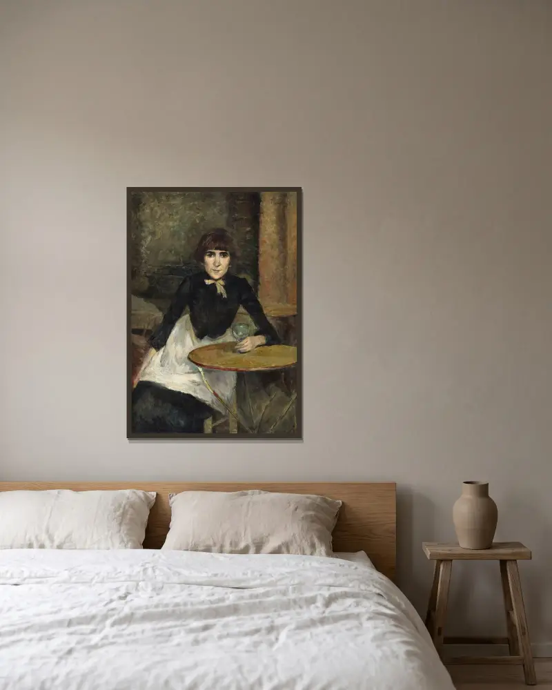 A la Bastille (Jeanne Wenz) av Henri de Toulouse-Lautrec inramad på en vägg