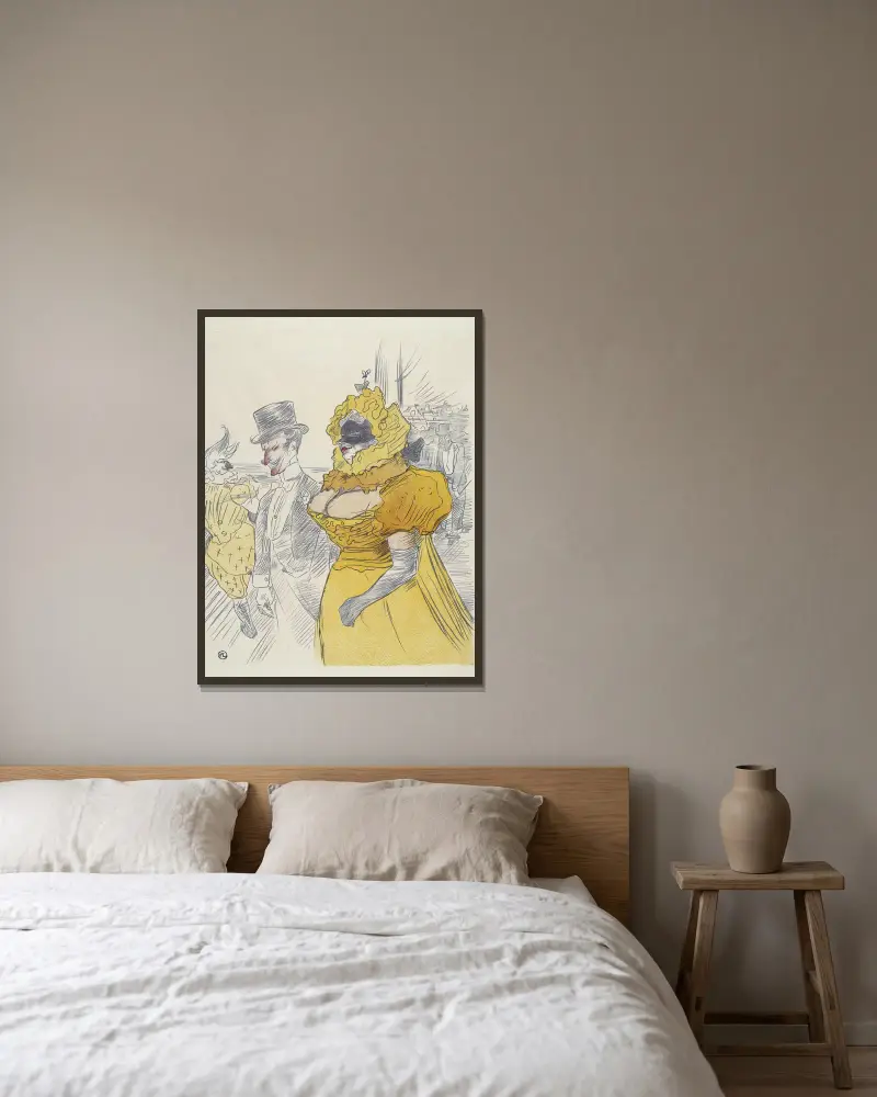 Affisch för studentbalen av Henri de Toulouse-Lautrec inramad på en vägg