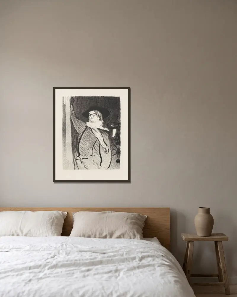 Aristide Bruant, 1893 – nr 2 av Henri de Toulouse-Lautrec inramad på en vägg