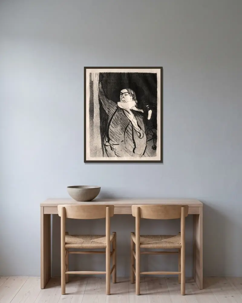 Aristide Bruant, 1893 – nr 1 av Henri de Toulouse-Lautrec inramad på en vägg