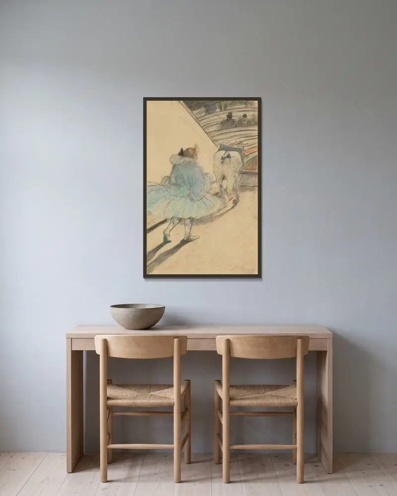Au cirque; Entrèe en piste av Henri de Toulouse-Lautrec inramad på en vägg