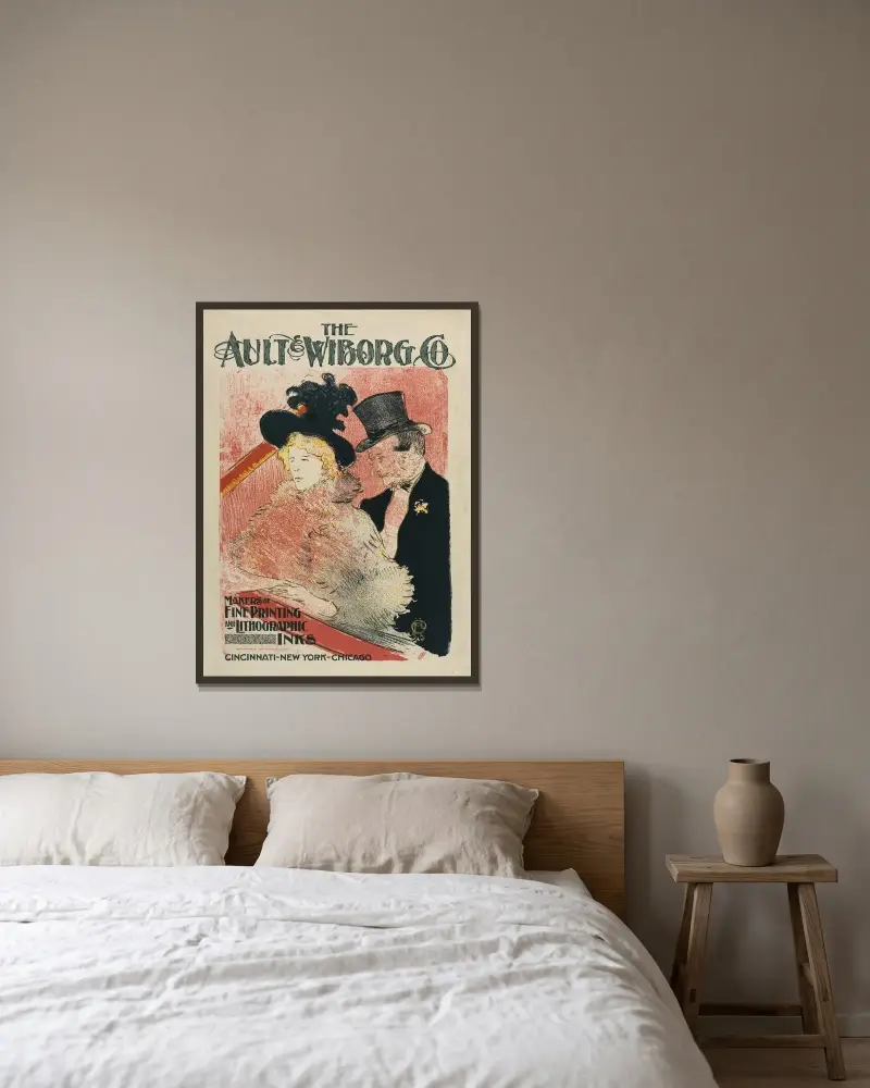 Au Concert av Henri de Toulouse-Lautrec inramad på en vägg