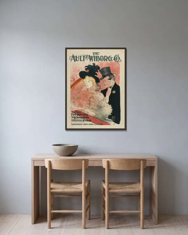 Au Concert av Henri de Toulouse-Lautrec inramad på en vägg