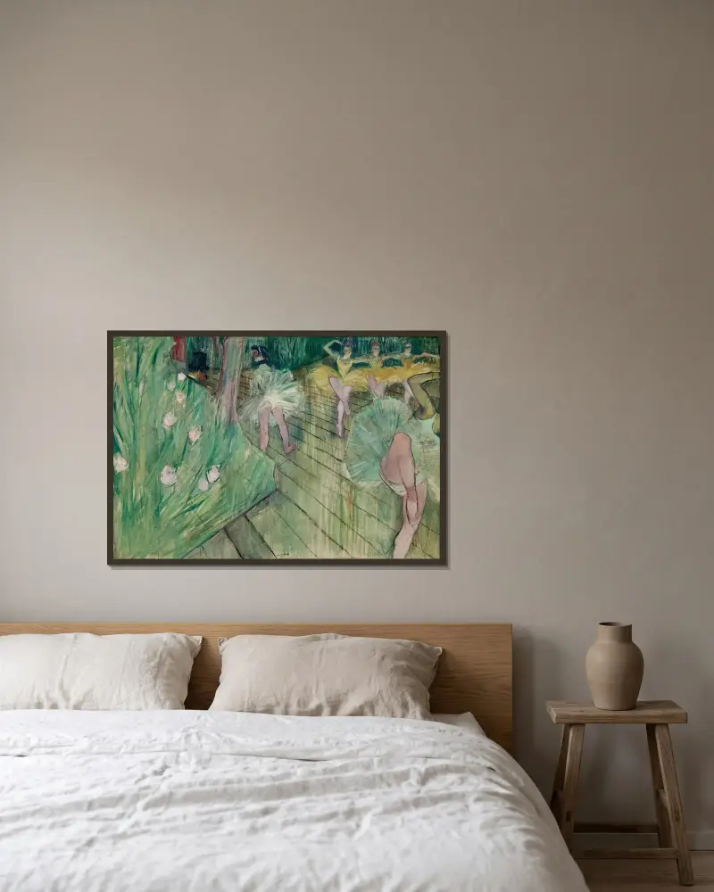 Ballettszene von Henri de Toulouse-Lautrec gerahmt an einer Wand