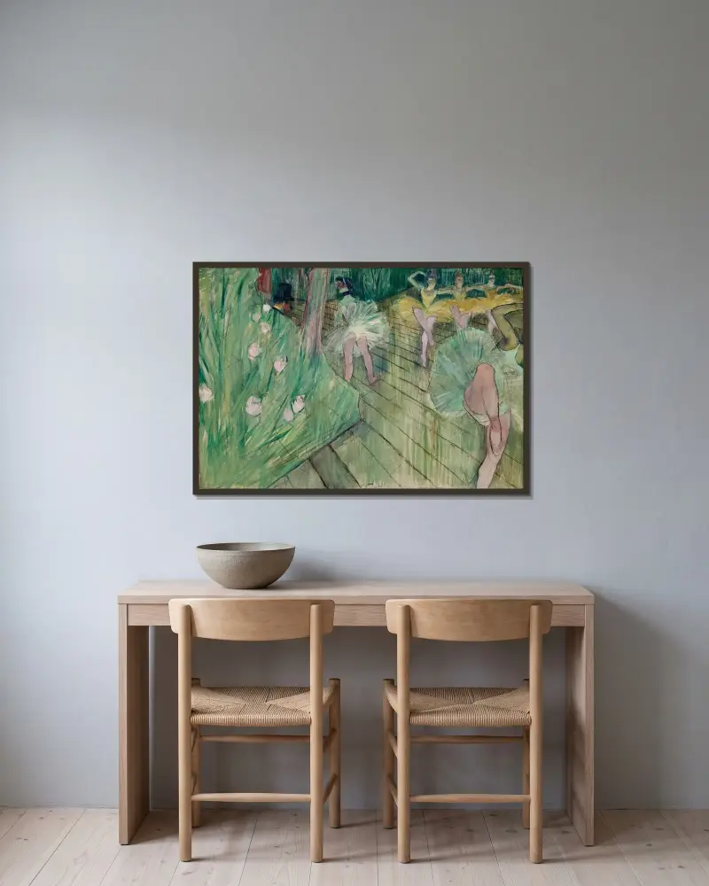 Ballettszene von Henri de Toulouse-Lautrec gerahmt an einer Wand