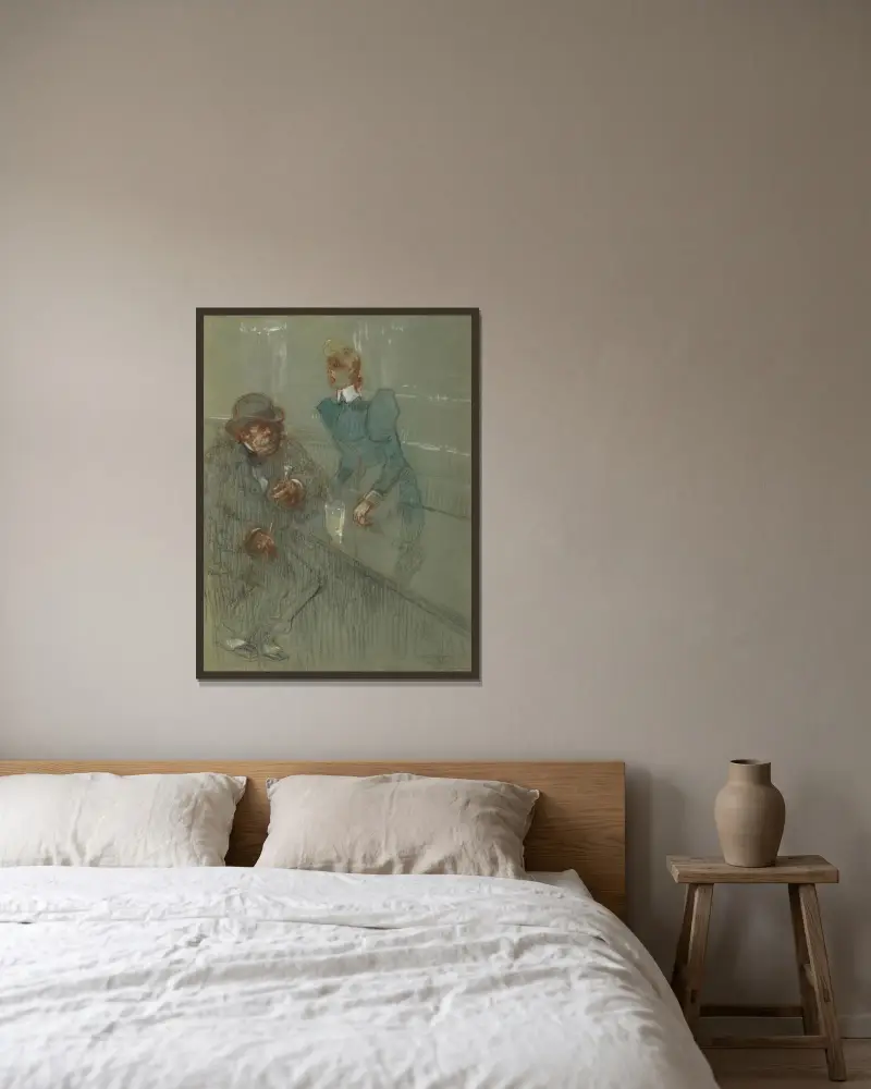 Bardame von Henri de Toulouse-Lautrec gerahmt an einer Wand