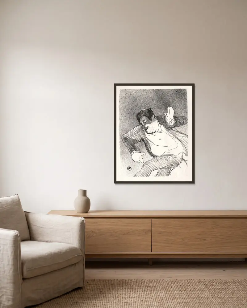 Caudieux von Henri de Toulouse-Lautrec gerahmt an einer Wand