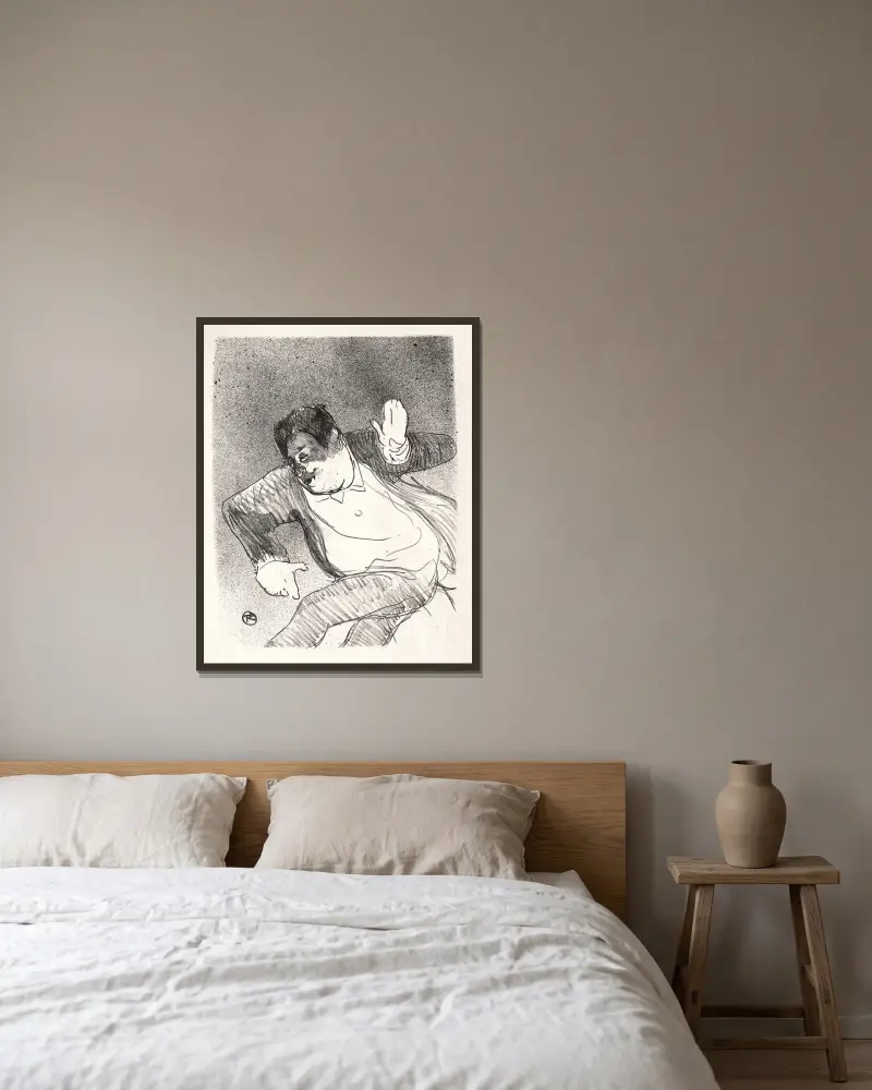 Caudieux von Henri de Toulouse-Lautrec gerahmt an einer Wand