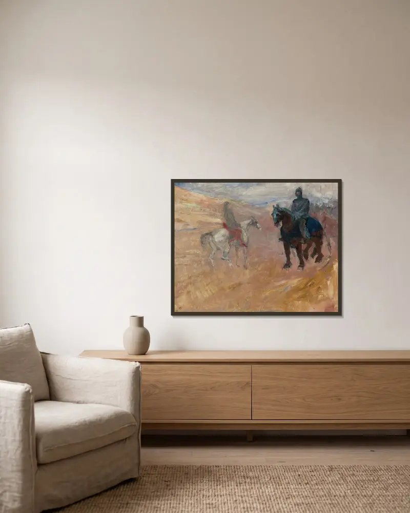 Deux Chevaliers En Armure av Henri de Toulouse-Lautrec inramad på en vägg