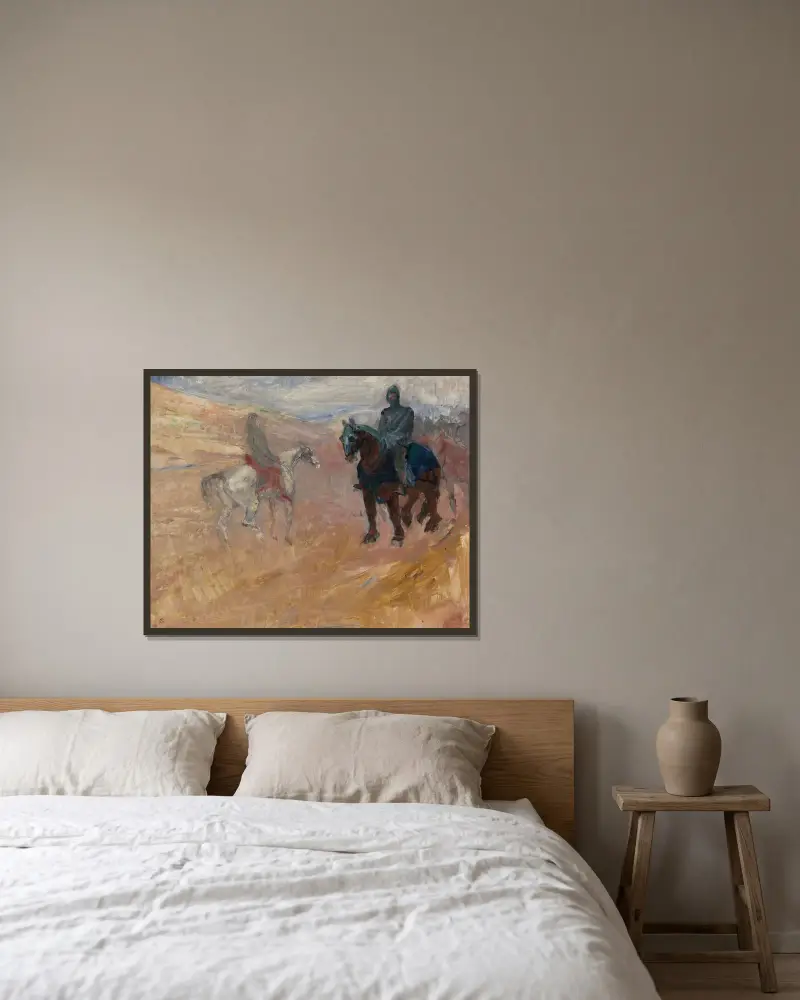 Deux Chevaliers En Armure av Henri de Toulouse-Lautrec inramad på en vägg