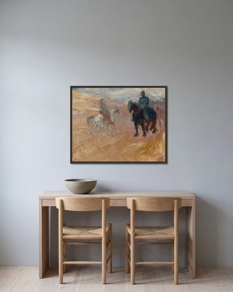 Deux Chevaliers En Armure av Henri de Toulouse-Lautrec inramad på en vägg