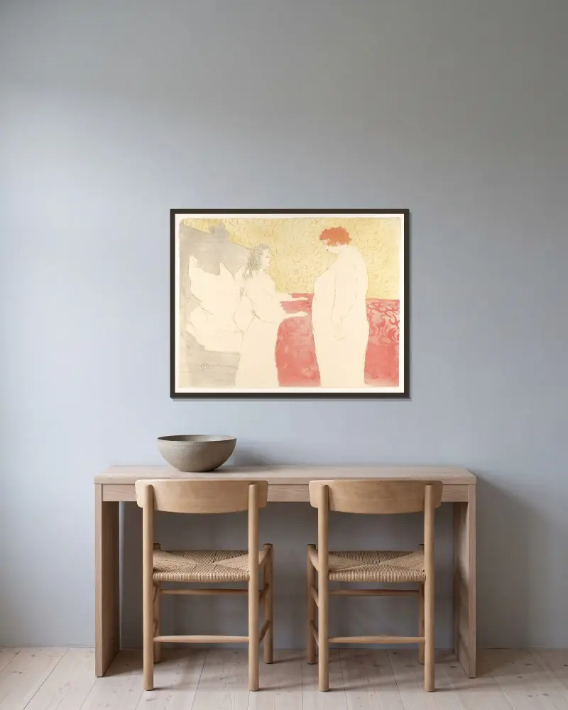 Beim Aufstehen von Henri de Toulouse-Lautrec gerahmt an einer Wand