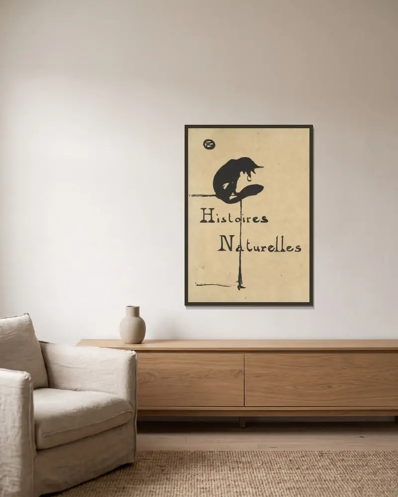 Histoires naturelles – Titlepage av Henri de Toulouse-Lautrec inramad på en vägg