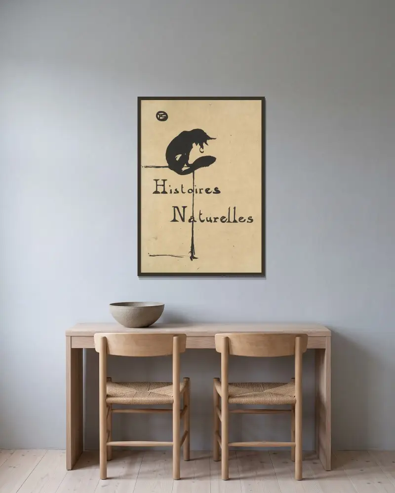Histoires naturelles – Titlepage av Henri de Toulouse-Lautrec inramad på en vägg