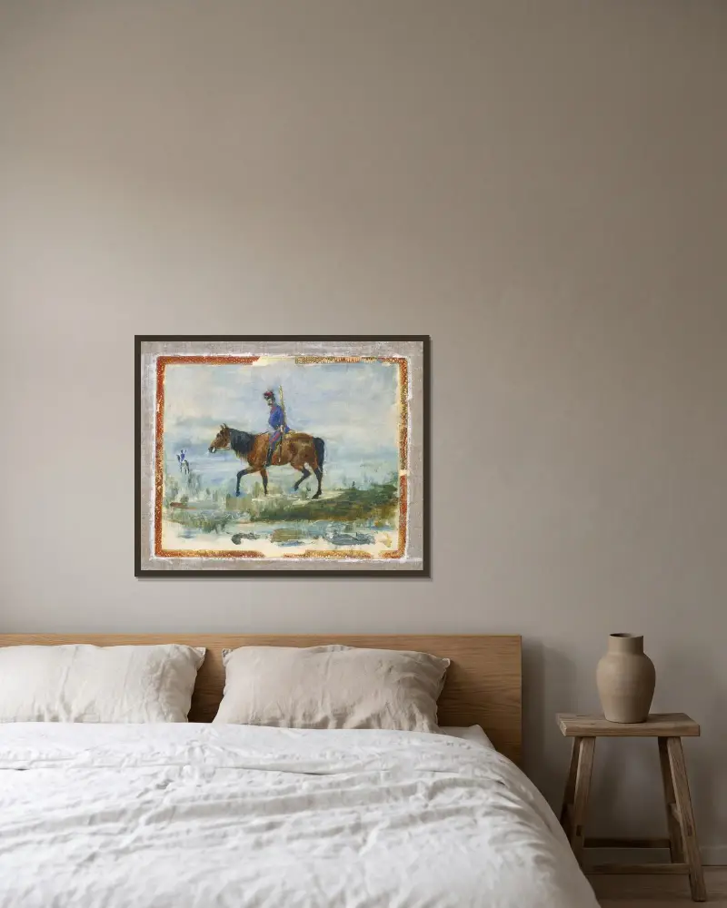 Husaren von Henri de Toulouse-Lautrec gerahmt an einer Wand