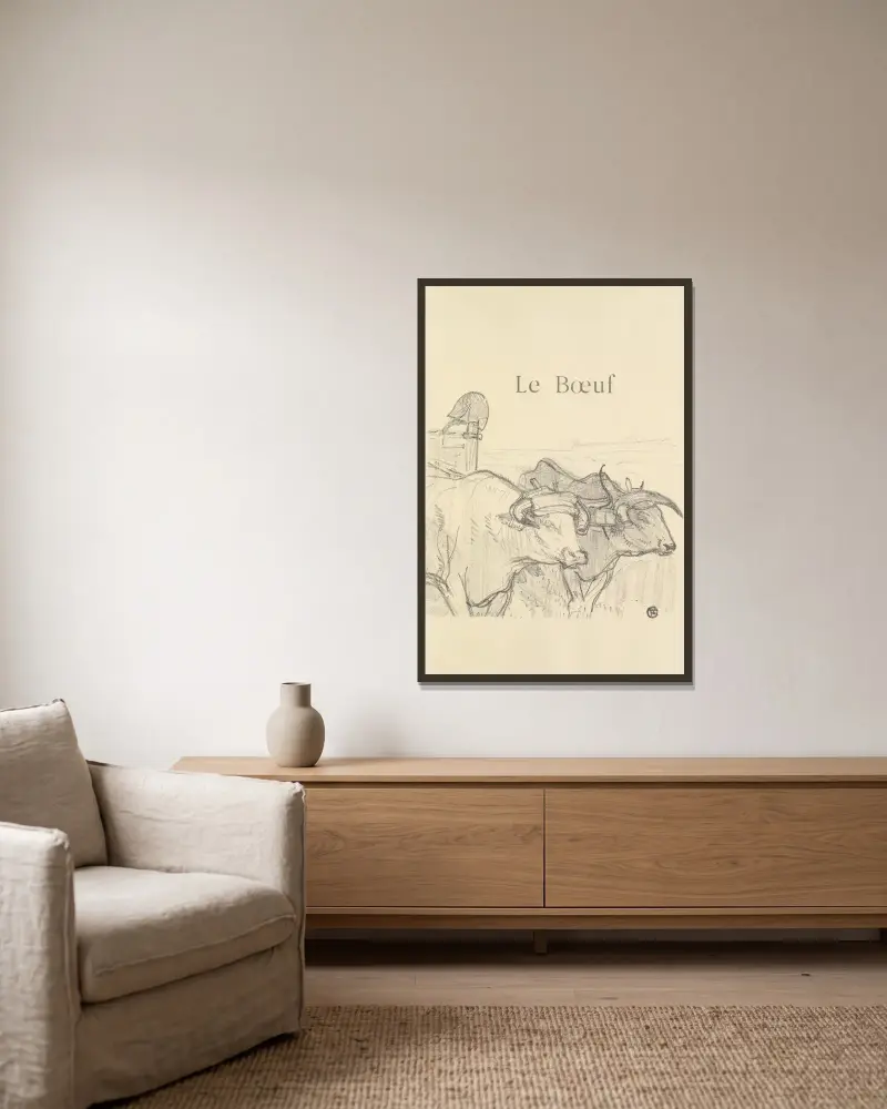 Le Bœuf von Henri de Toulouse-Lautrec gerahmt an einer Wand