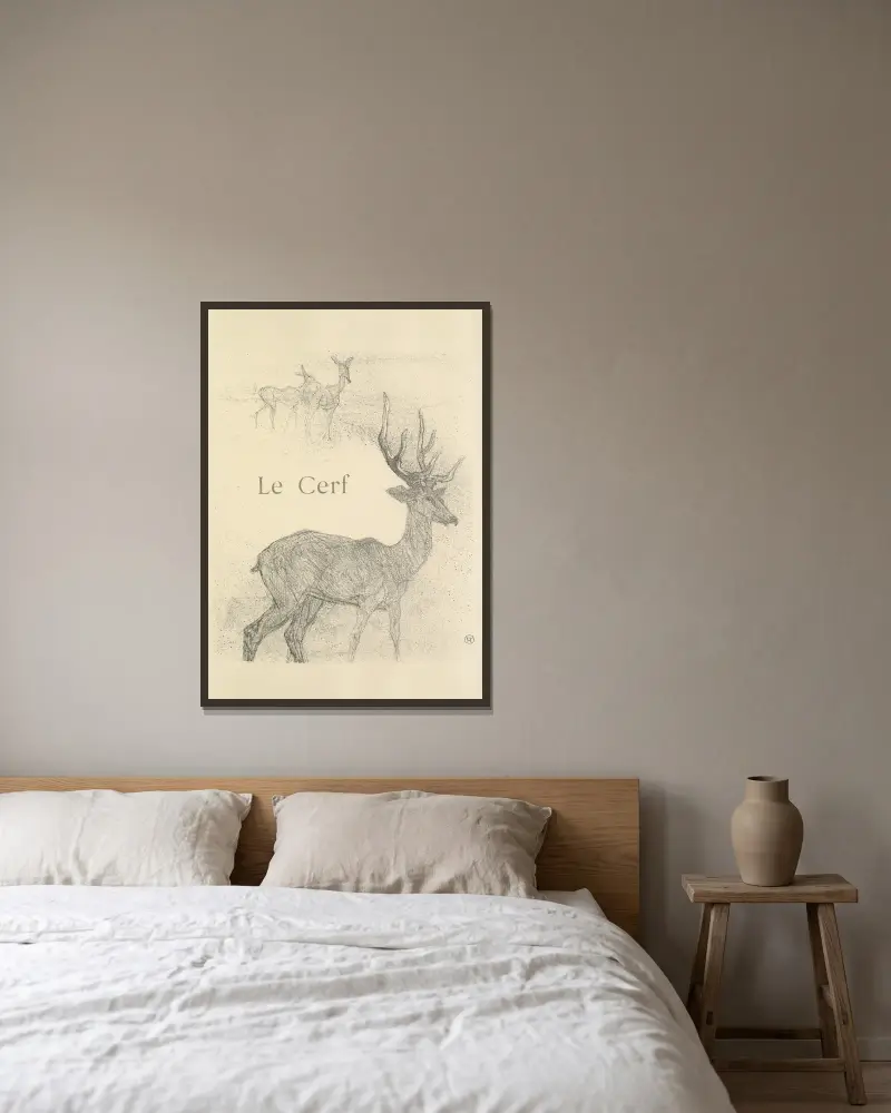 Der Hirsch von Henri de Toulouse-Lautrec gerahmt an einer Wand