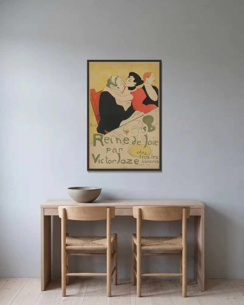 Reine de Joie, 1892 – nr 2 av Henri de Toulouse-Lautrec inramad på en vägg