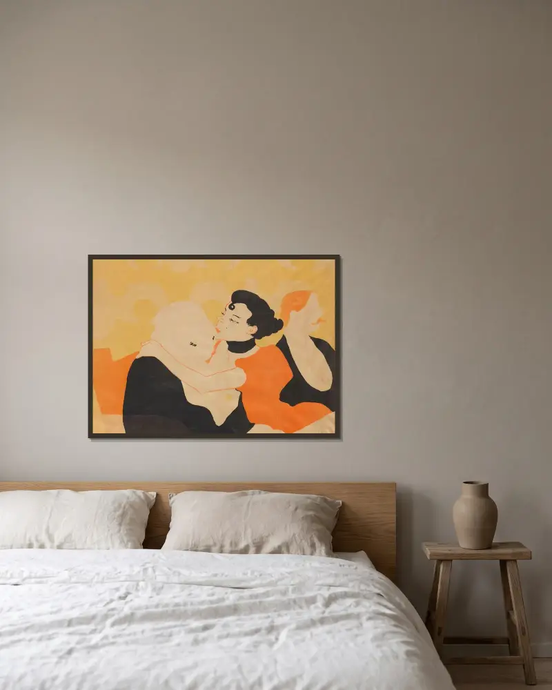 Reine de Joie, 1892 – nr 1 av Henri de Toulouse-Lautrec inramad på en vägg