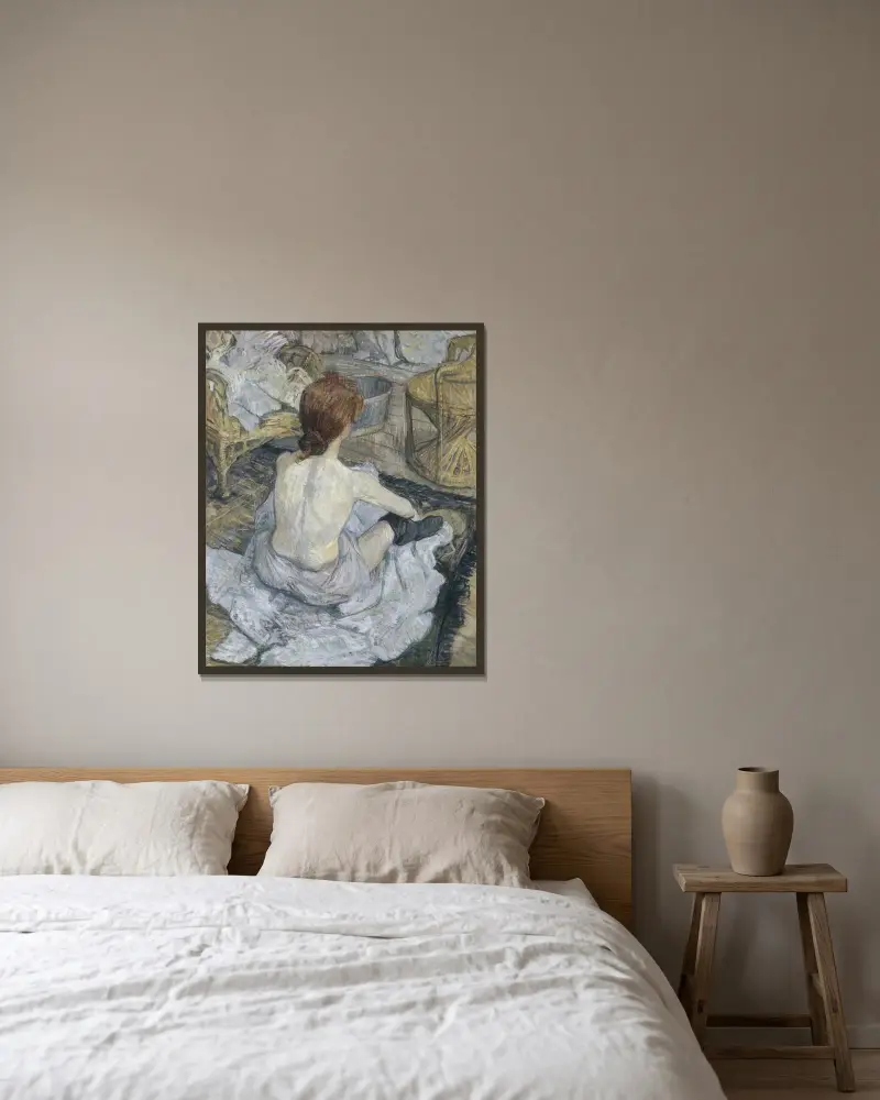 Rousse, dit aussi La Toilette av Henri de Toulouse-Lautrec inramad på en vägg