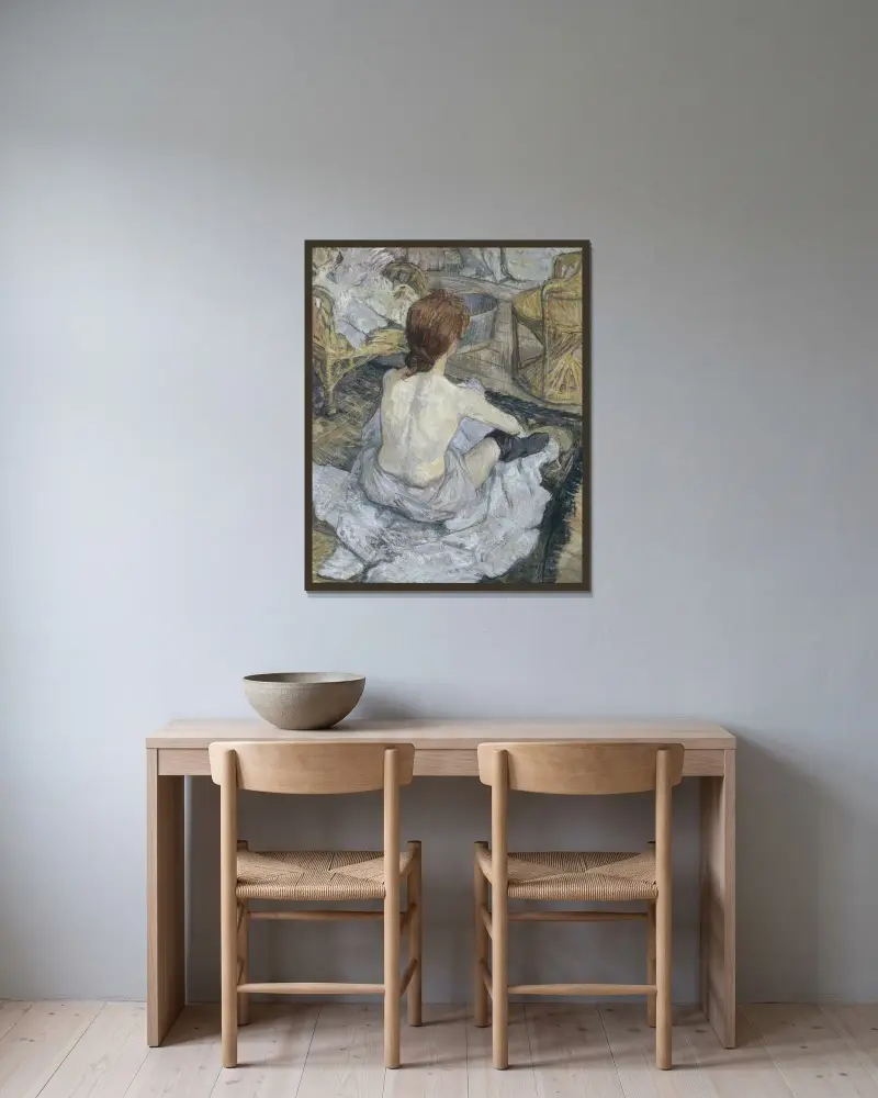 Rousse, dit aussi La Toilette av Henri de Toulouse-Lautrec inramad på en vägg
