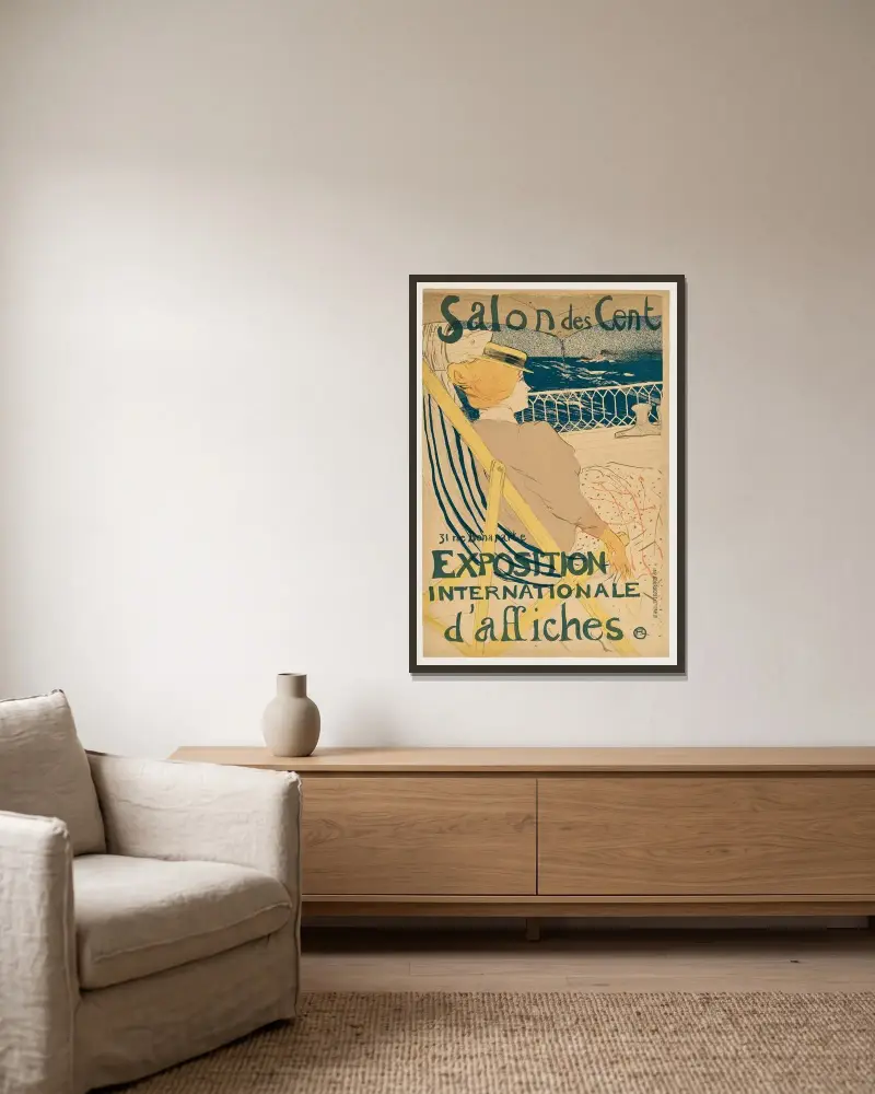 Salon des Cent, 31 rue Bonaparte, Exposition internationale d’affiches av Henri de Toulouse-Lautrec inramad på en vägg