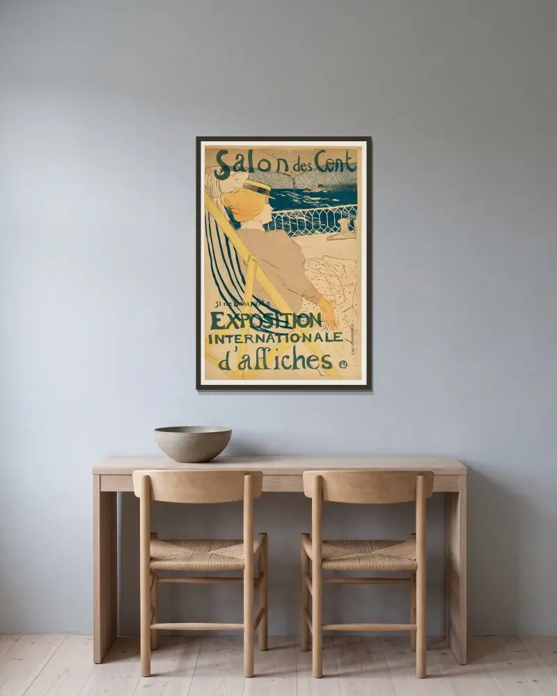 Salon des Cent, 31 rue Bonaparte, Exposition internationale d’affiches av Henri de Toulouse-Lautrec inramad på en vägg